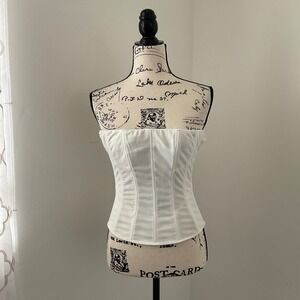 Outcast Corset Top Women XS White Excellent Sheer Mesh Boned Strapless Zipper